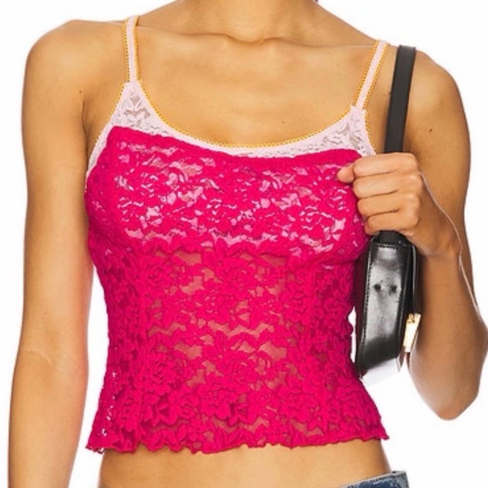 NWT - Free People Intimately Hot Pink All Day Lace Cami Top - Woman's Medium